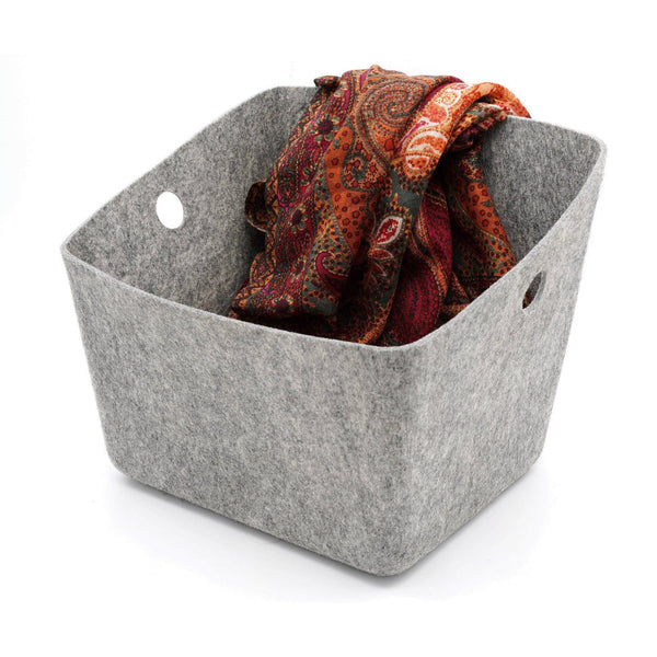 Welaxy storage & organize Gray Welaxy Large Storage Basket Felt Open Storage Bins Desk Organize bin Shelf Box with Handles